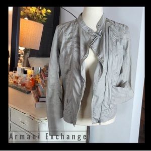 Armani Exchange Lightweight Moto Jacket with stitches and cut detailing